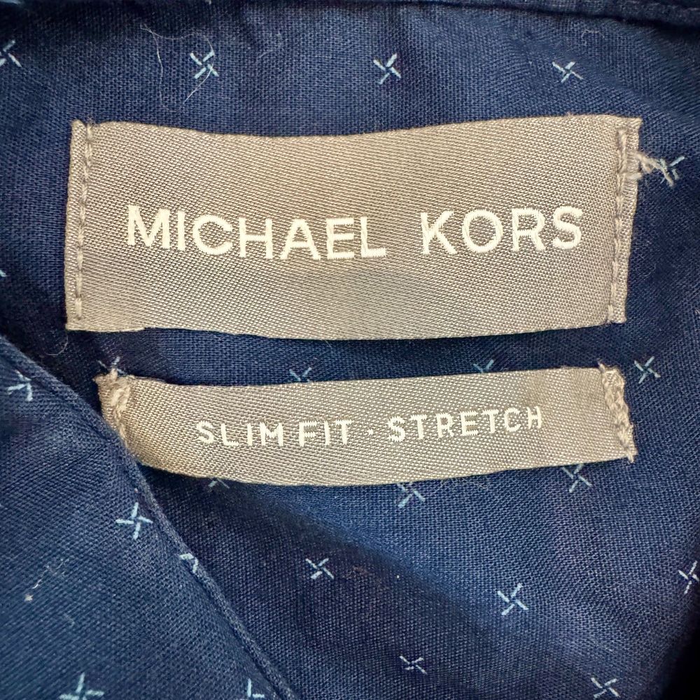 Michael Kors Slim Fit Stretch Button Down Shirt in Navy  - Men's Medium - Picture 2 of 6